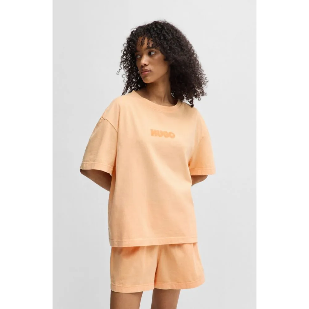 Relaxed-fit printed pajamas in cotton with blurred logos