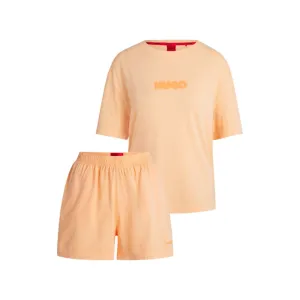 Relaxed-fit printed pajamas in cotton with blurred logos