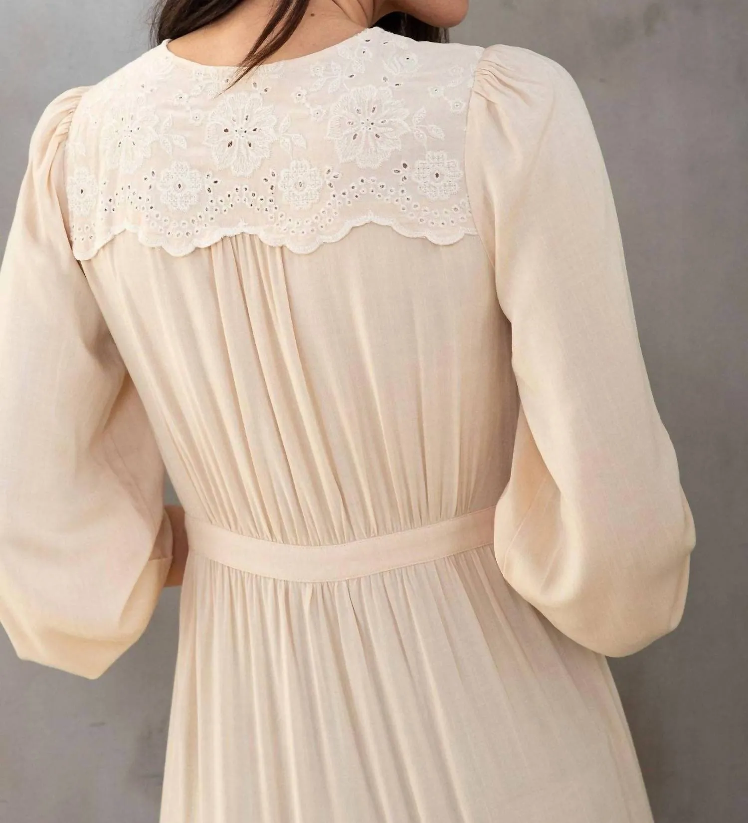 Retro Boho Embroidered Ruffled Maxi Kimono Robe In Natural