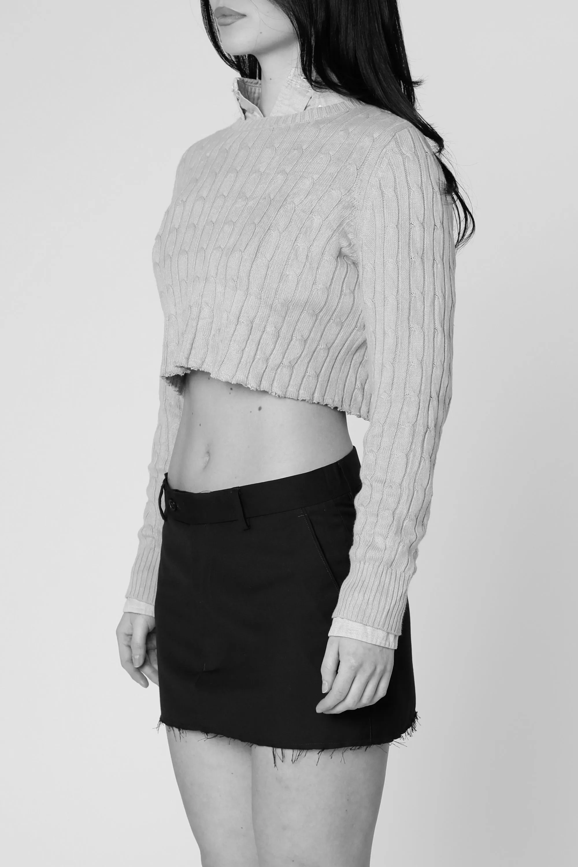 Rework Crop Knit Sweater - L