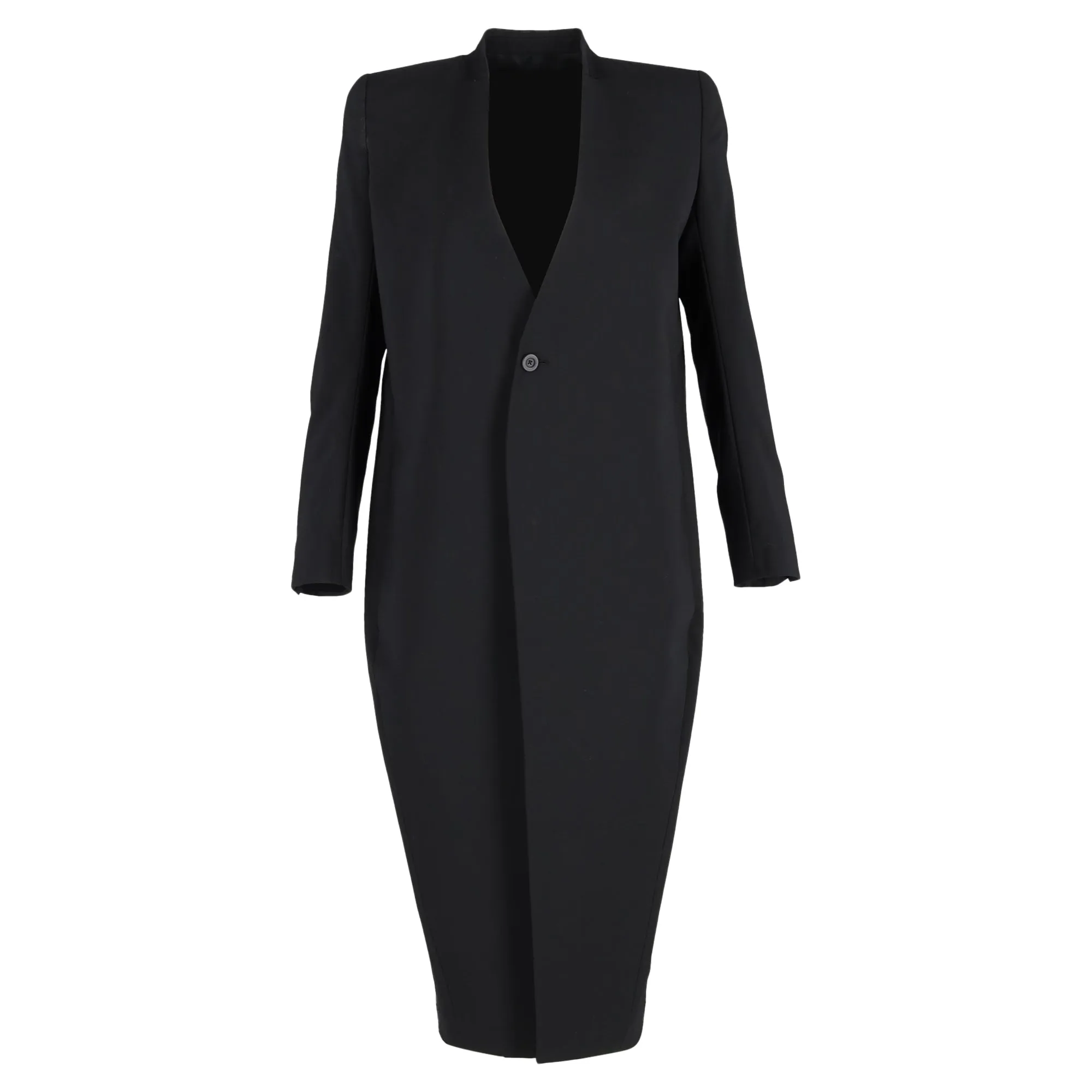 Rick Owens Mid Length Coat in Black Wool