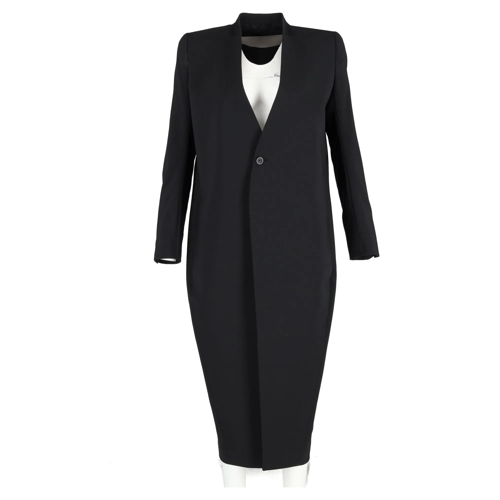 Rick Owens Mid Length Coat in Black Wool