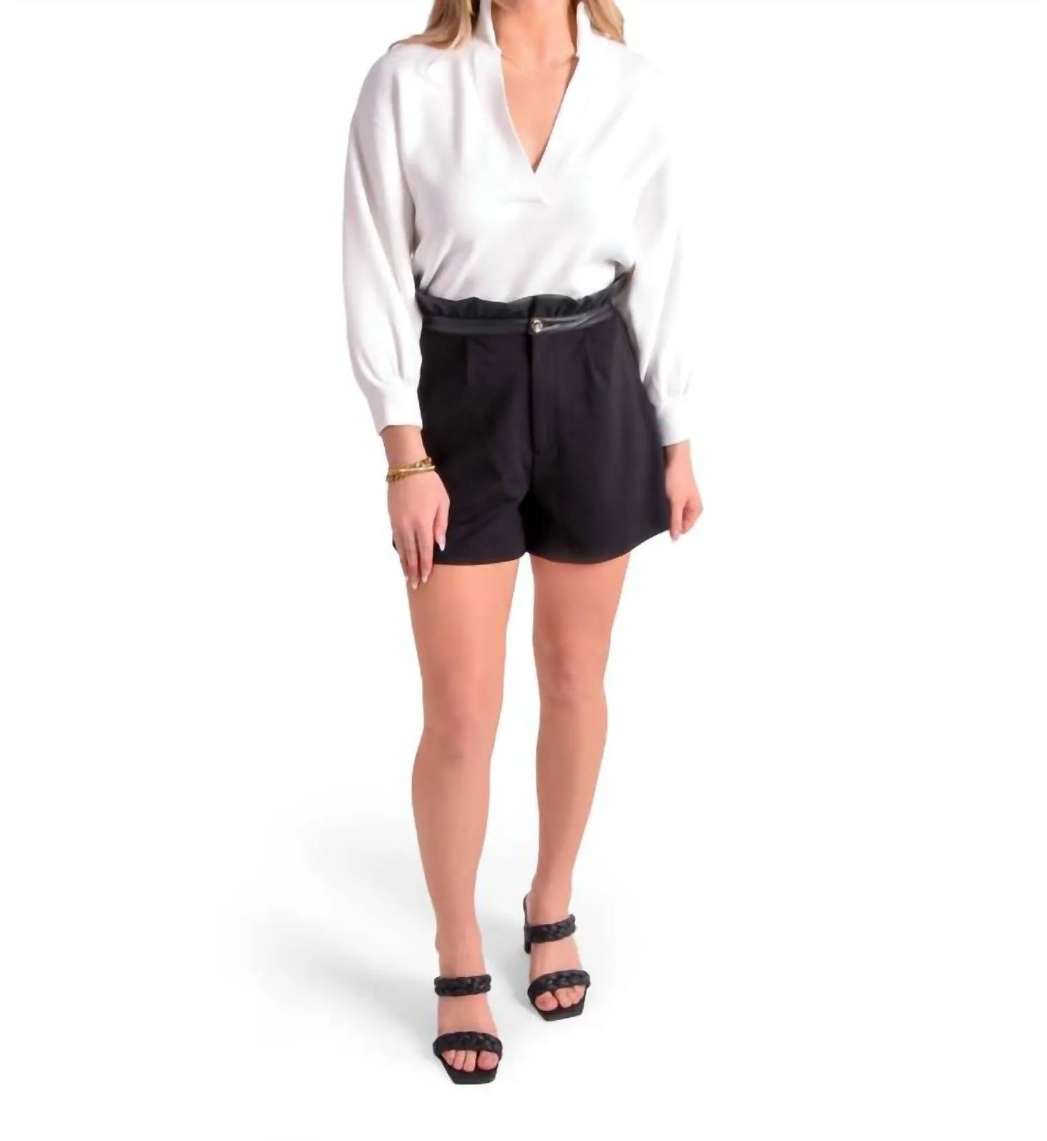 Ruffle Short In Black Ponte