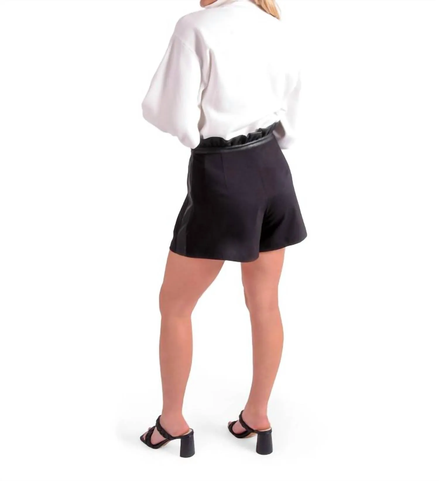 Ruffle Short In Black Ponte