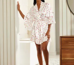 Ruffled Satin Robe In Confetti