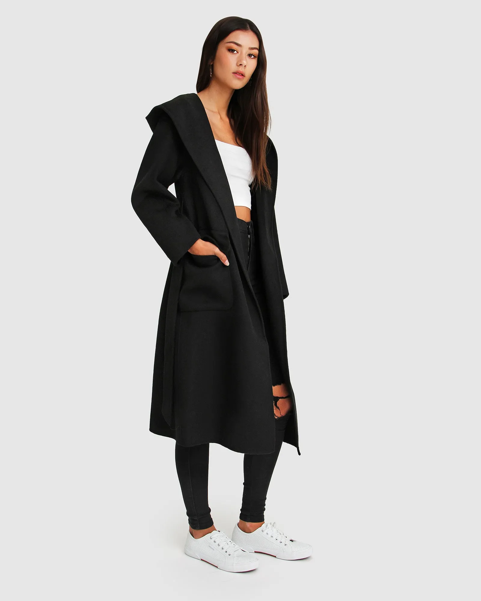 Runaway Wool Blend Robe Coat