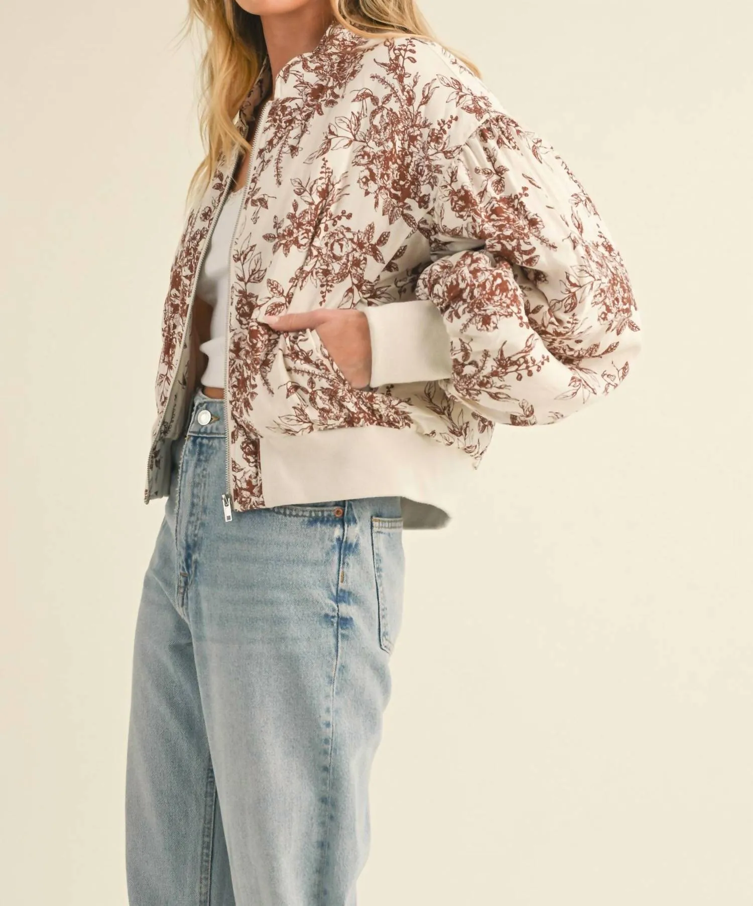 Ruth Bomber Jacket In Champagne/brown