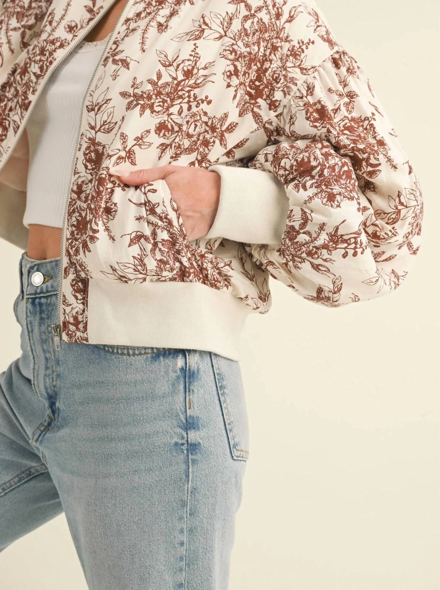 Ruth Bomber Jacket In Champagne/brown