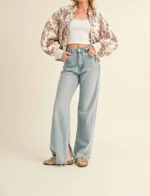 Ruth Bomber Jacket In Champagne/brown