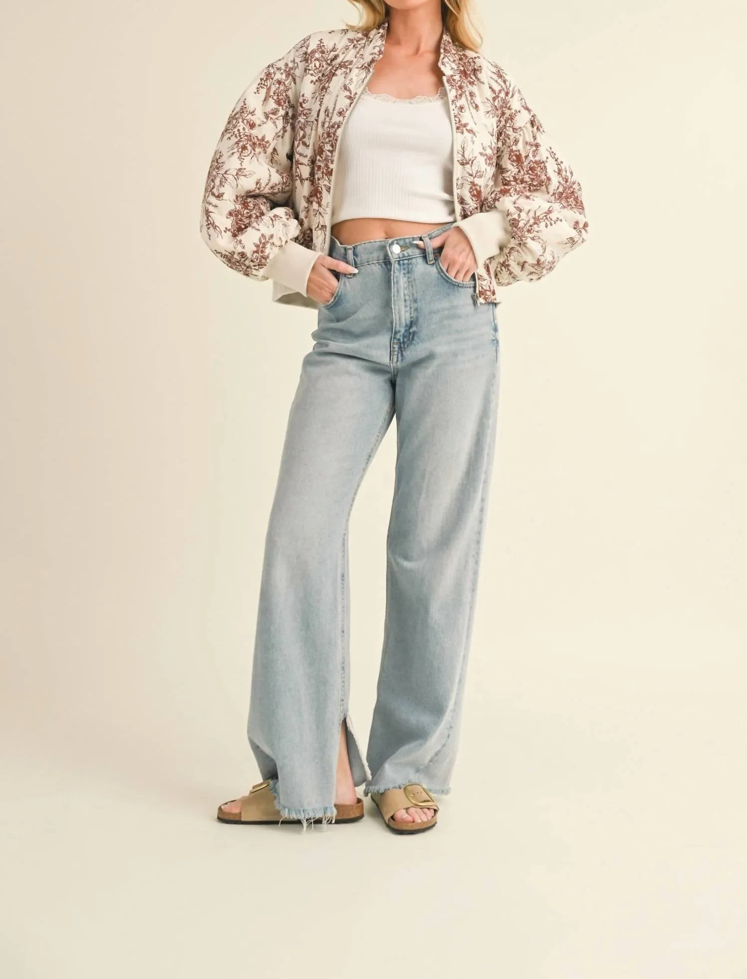 Ruth Bomber Jacket In Champagne/brown