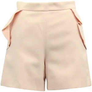 Sandro Paris Ruffled Detail Shorts in Pink Polyester