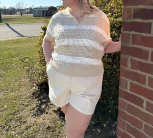 Sandy Belt Shorts Curvy In Crisp Cream