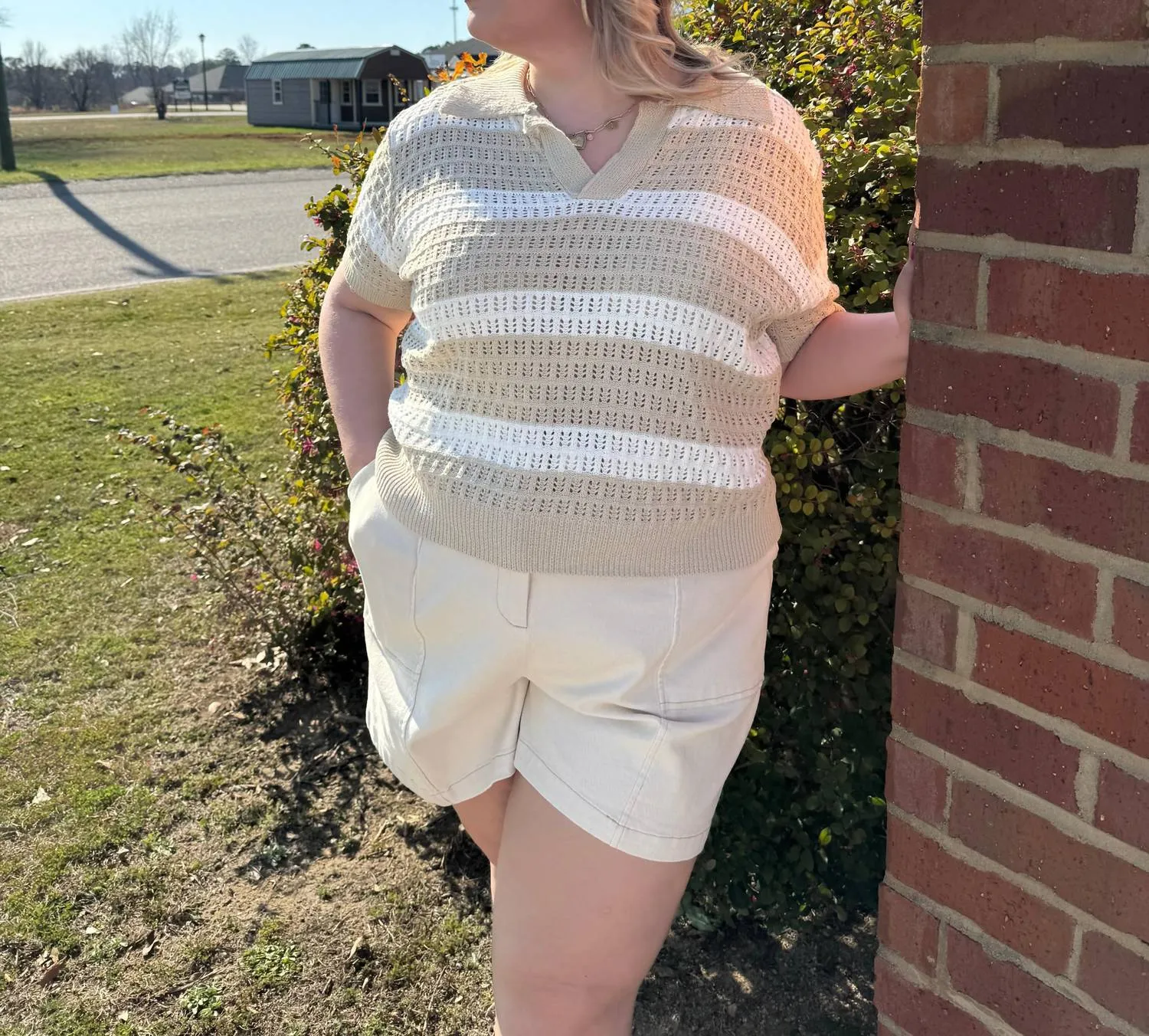 Sandy Belt Shorts Curvy In Crisp Cream