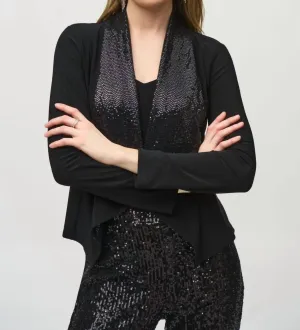 Sequined Detail Cover-Up Jacket In Black
