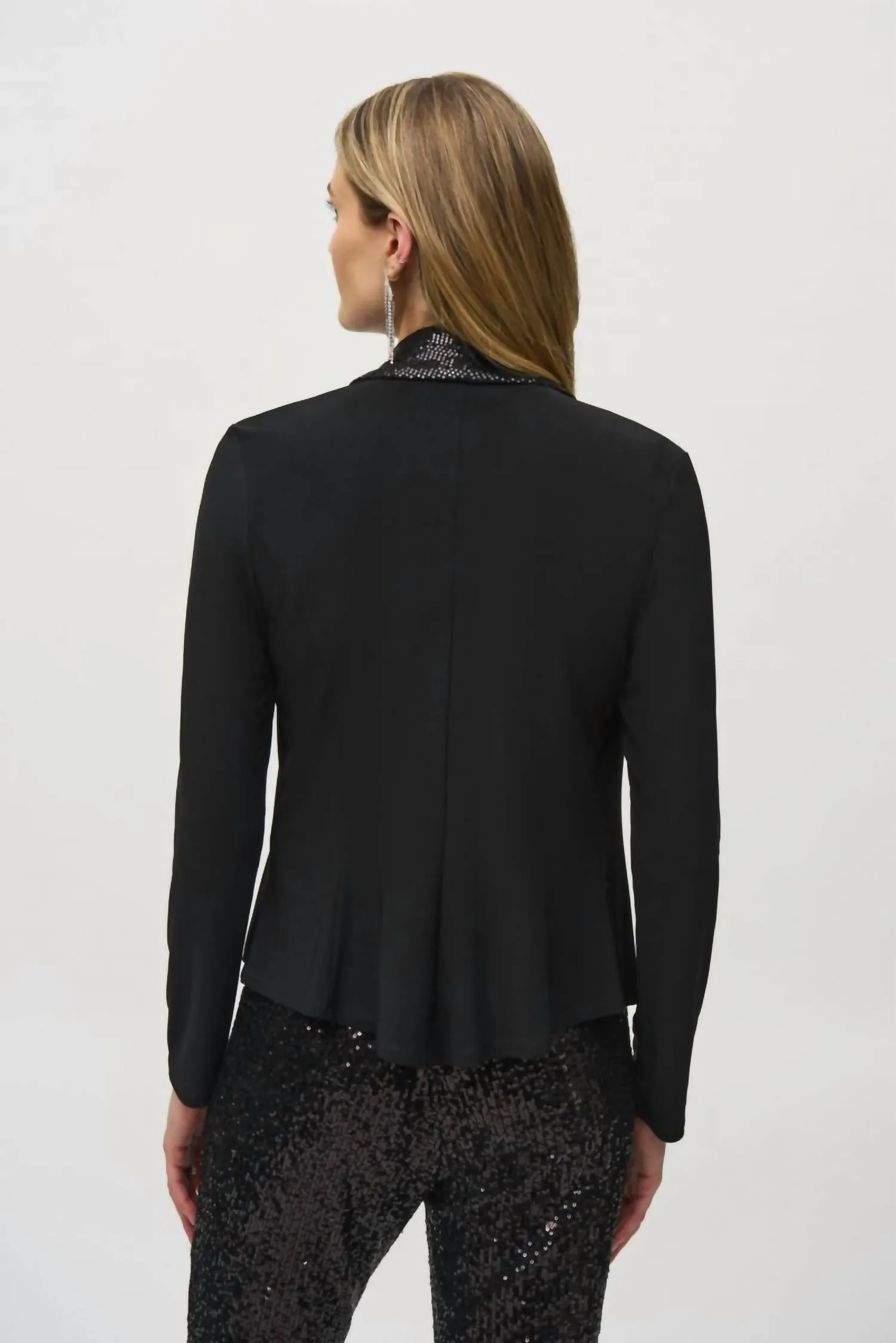 Sequined Detail Cover-Up Jacket In Black