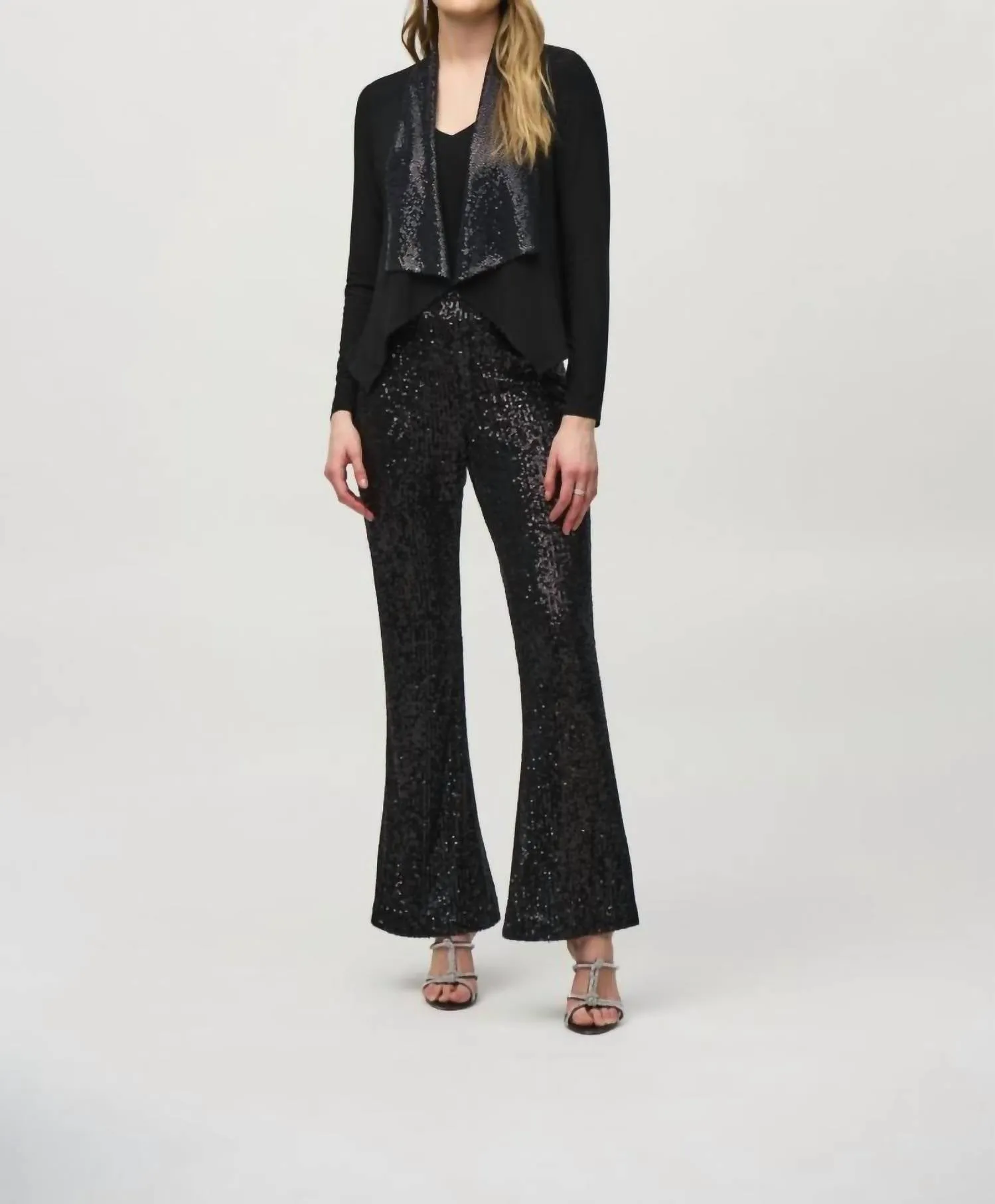 Sequined Detail Cover-Up Jacket In Black
