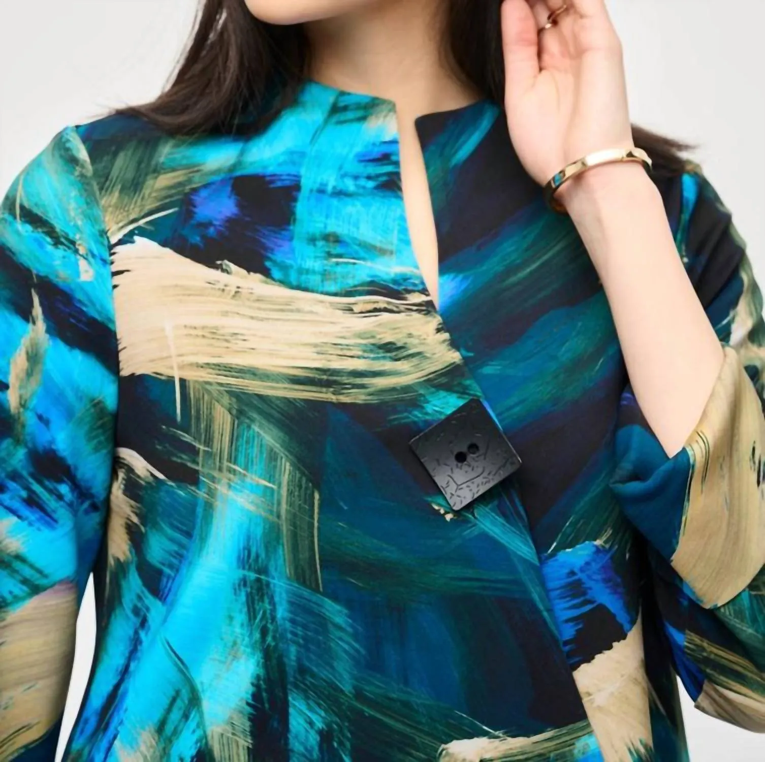 Silky Knit Swing Jacket In Black Multi