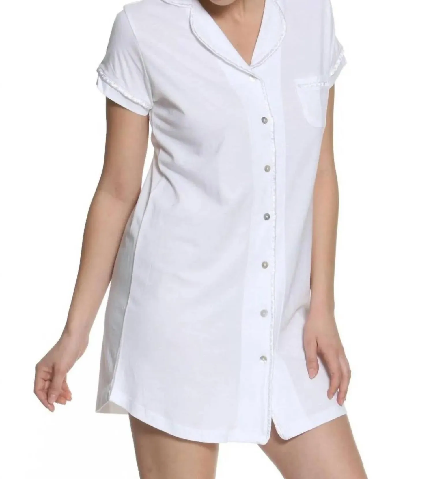 Sophie Basic Short Sleeve Nightshirt In White