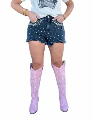 Sparkling Nights Jean Shorts In Blue