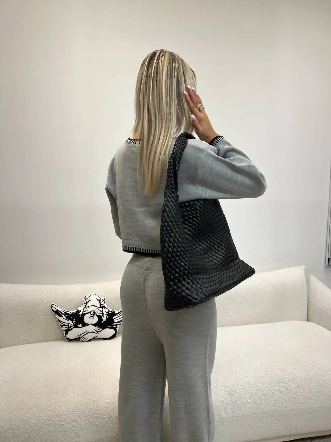 Stitch Hem Cozy Set In Grey