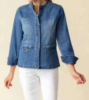 Stretch Denim Jacket In Medium Denim