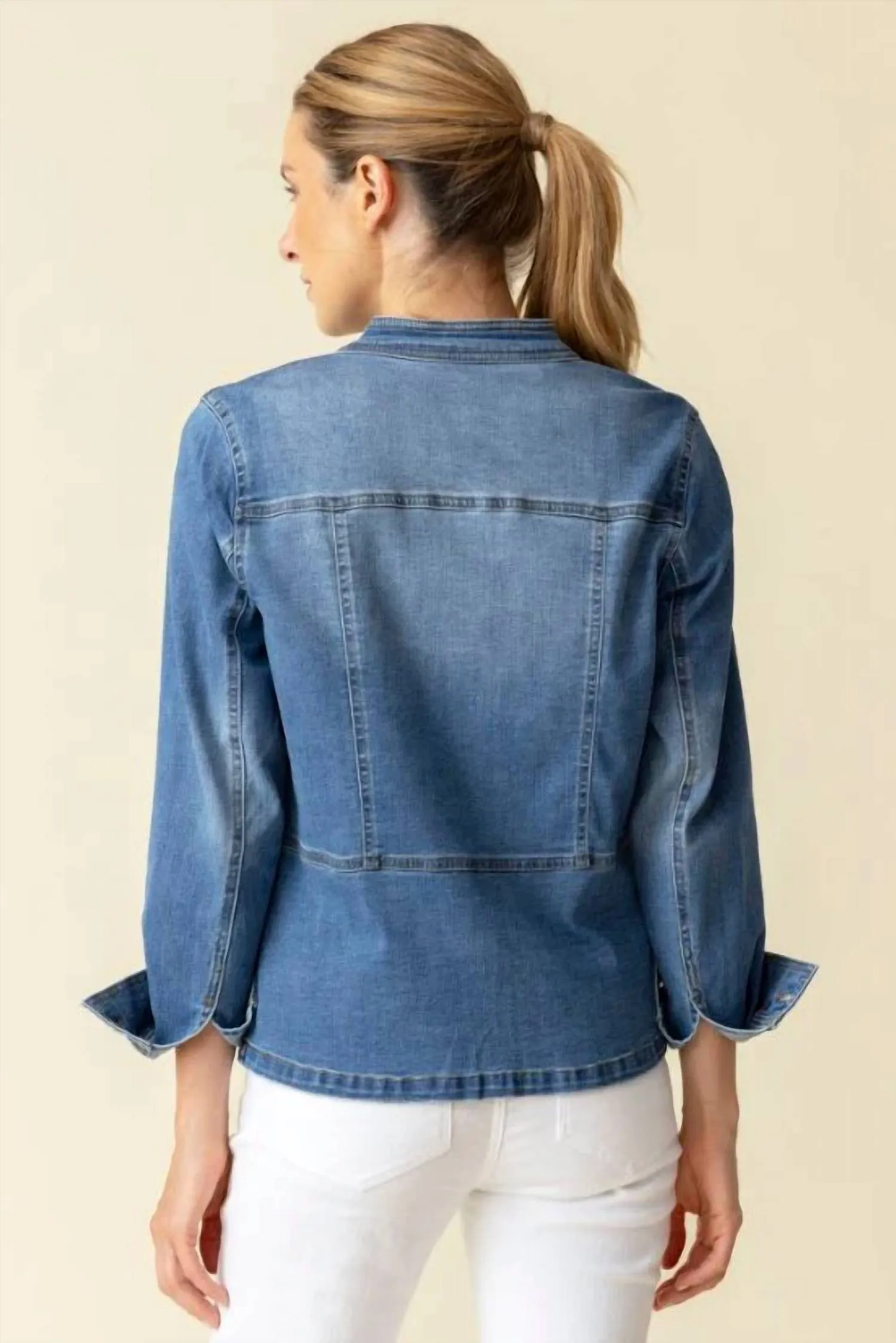 Stretch Denim Jacket In Medium Denim