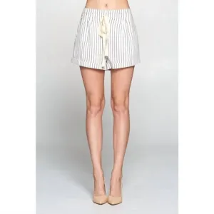 Stripped Shorts In White