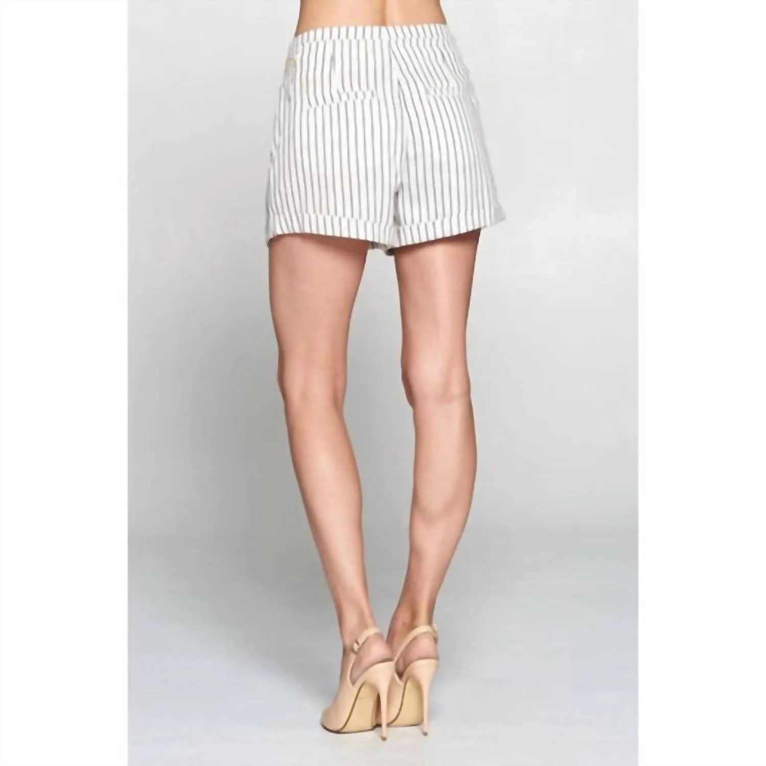 Stripped Shorts In White