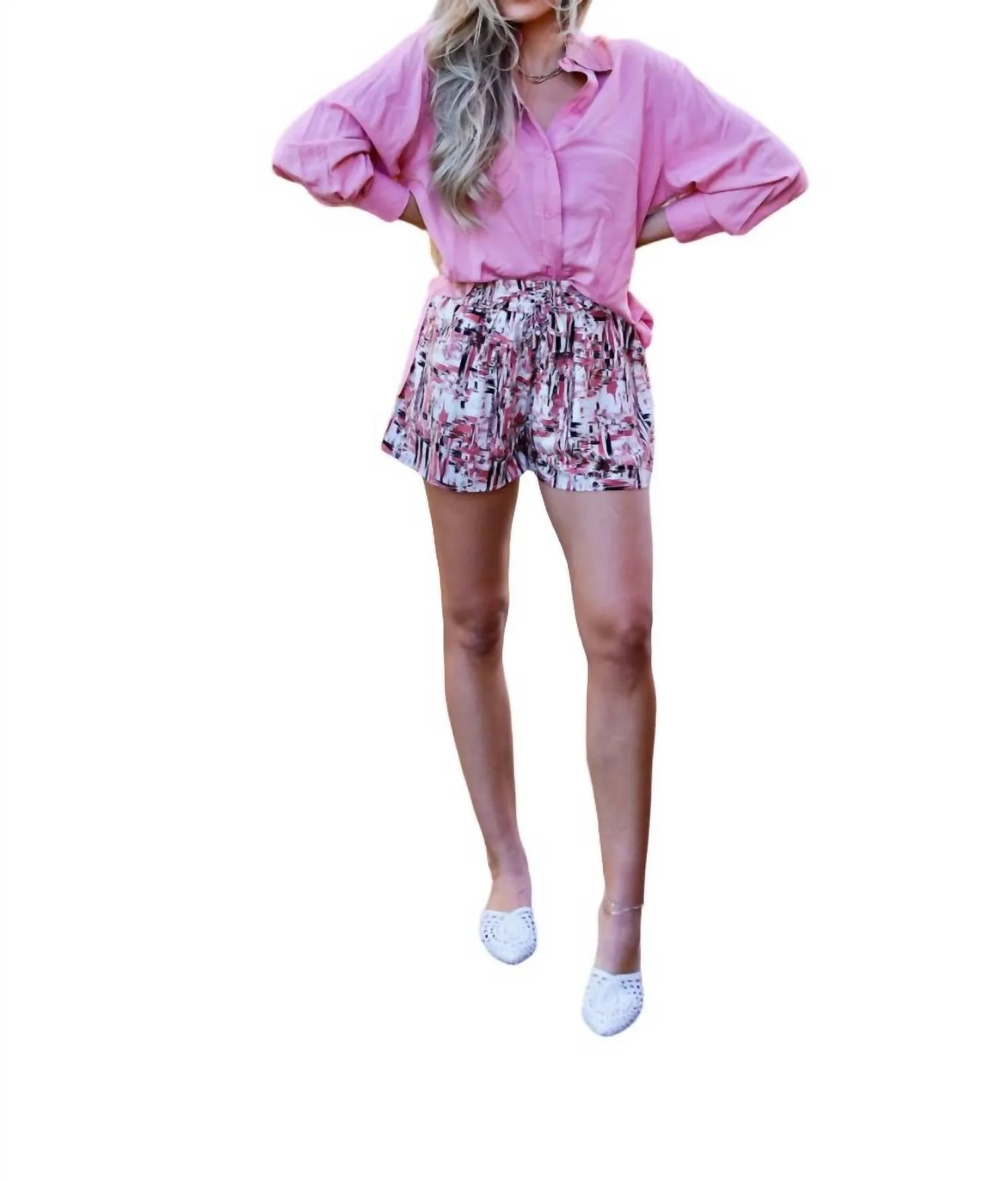 Stroke Of Style Silk Shorts In Pink