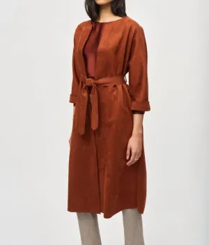 Suede Straight Coat In Cinnamon