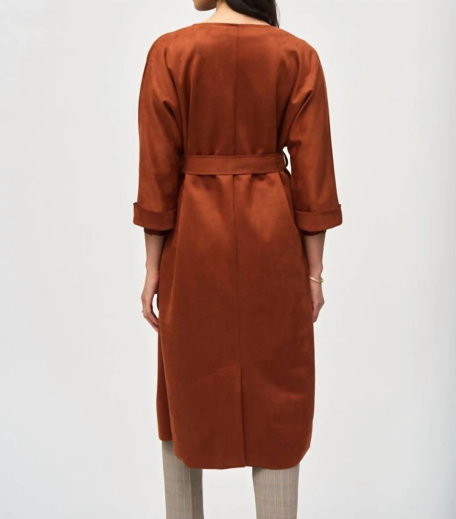 Suede Straight Coat In Cinnamon