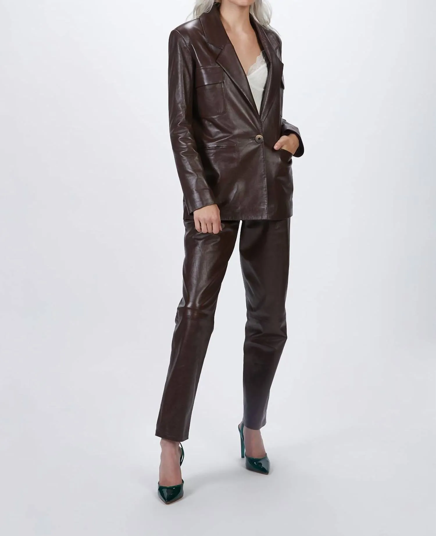 Suit Leather Jacket In Plum