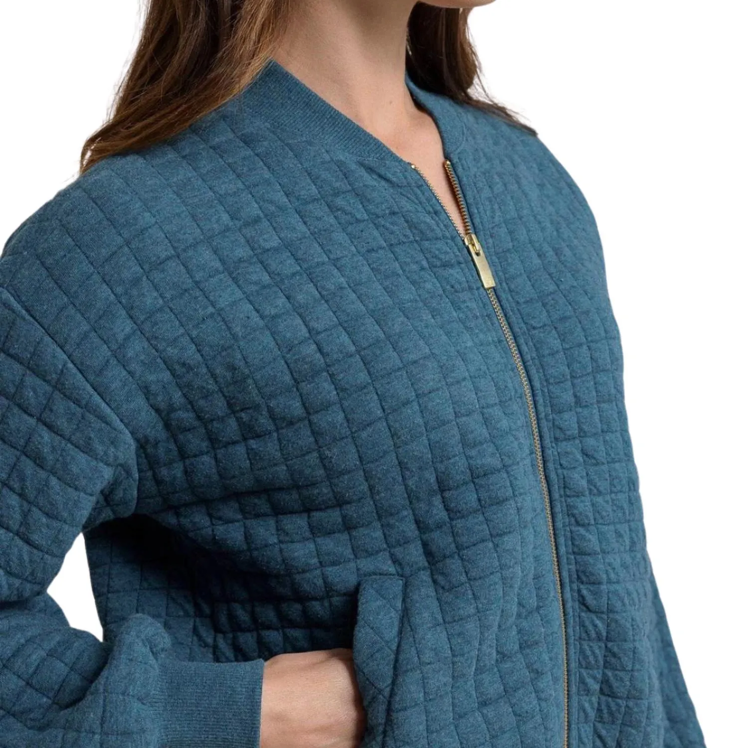 Sutton Quilted Heather Jacket In Teal Haze