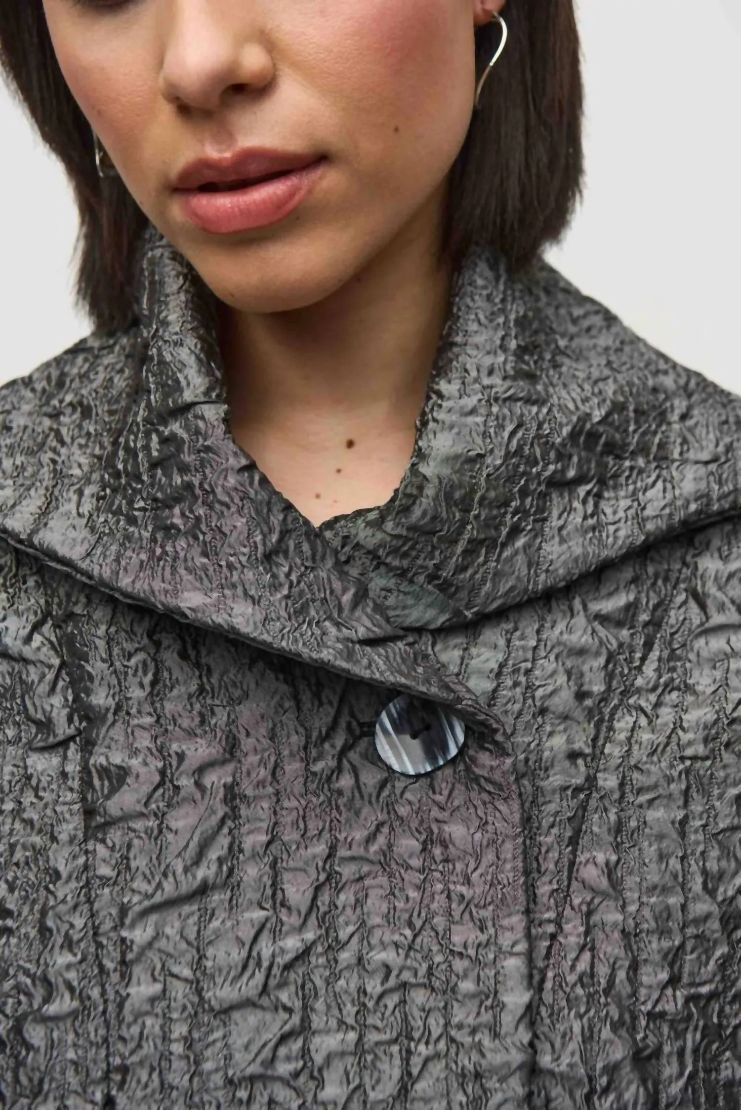 Textured Boxy Swing Jacket In Pewter