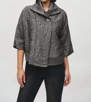 Textured Boxy Swing Jacket In Pewter