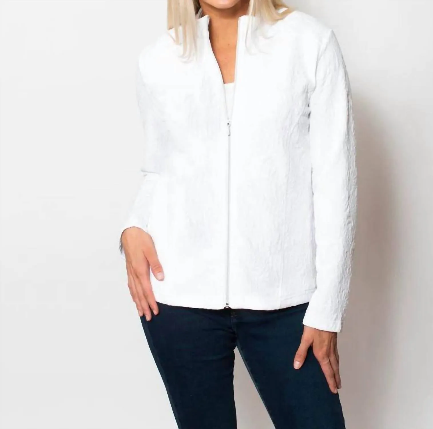 Textured Jacquard Jacket In White