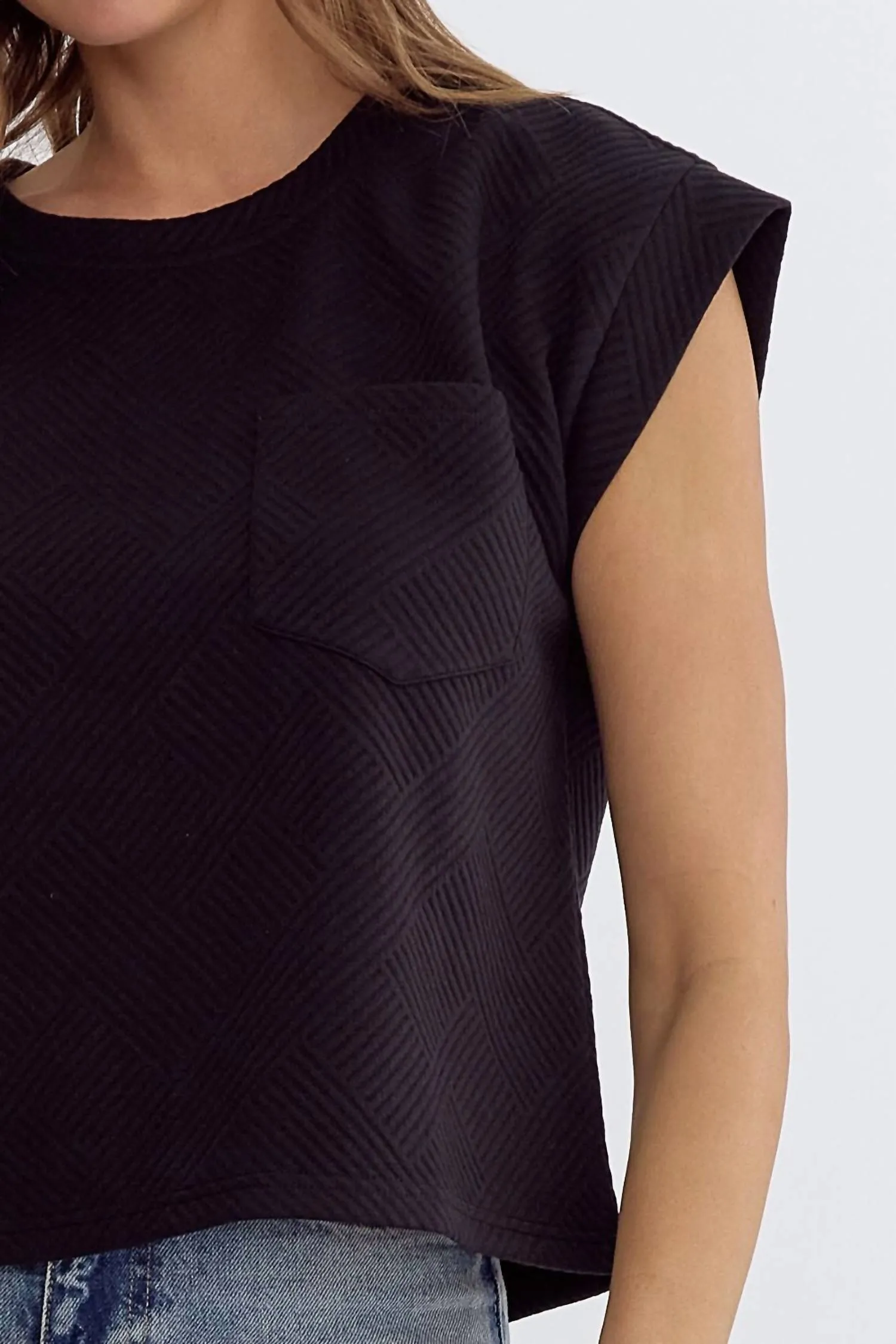 Textured Short Set In Black
