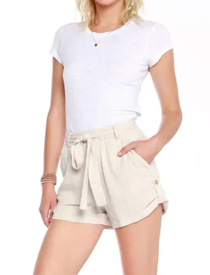Tie Belt Shorts In Oatmeal