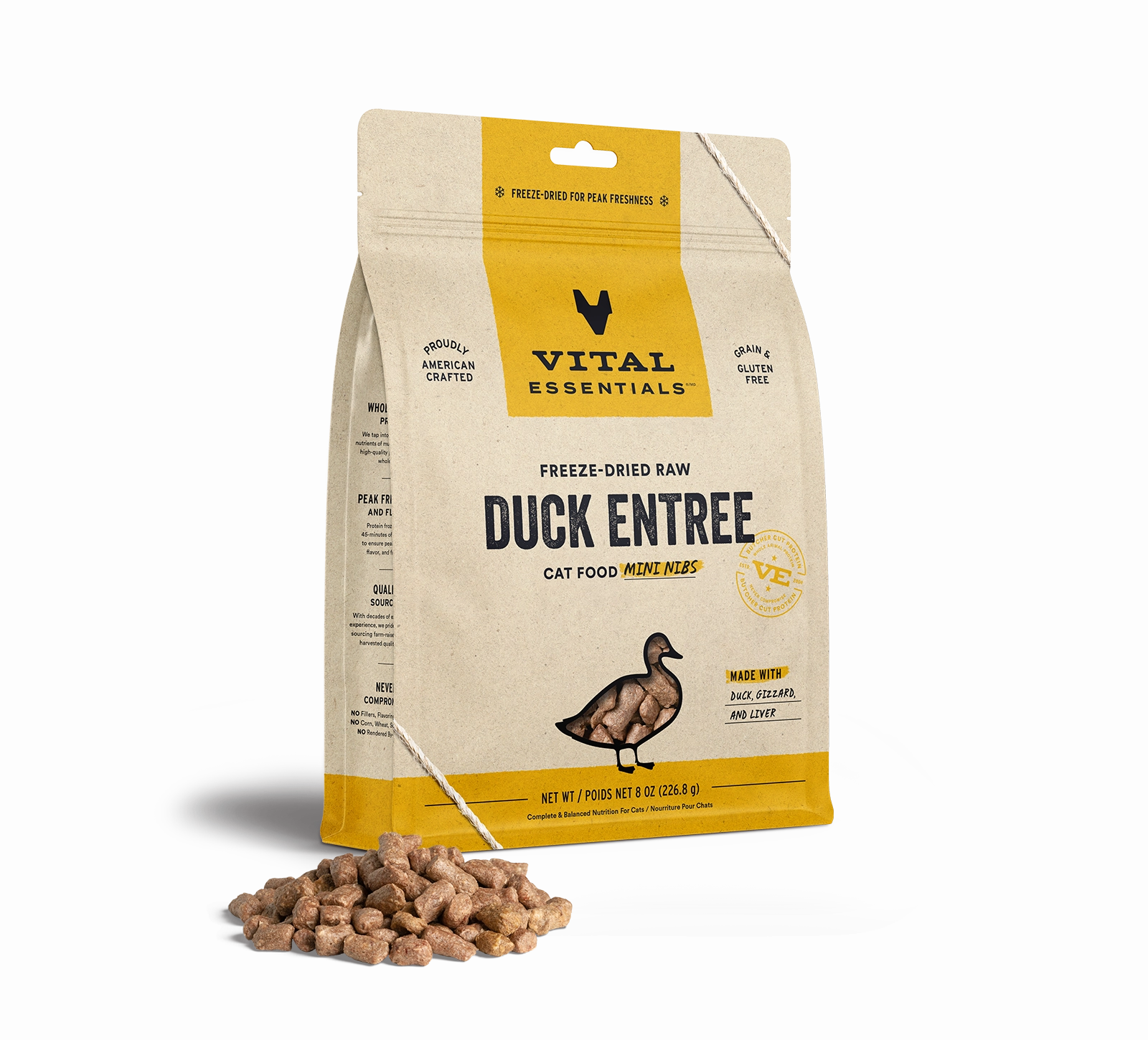 Vital Essentials Duck Entree Mini Nibs Freeze-Dried Raw Cat Food