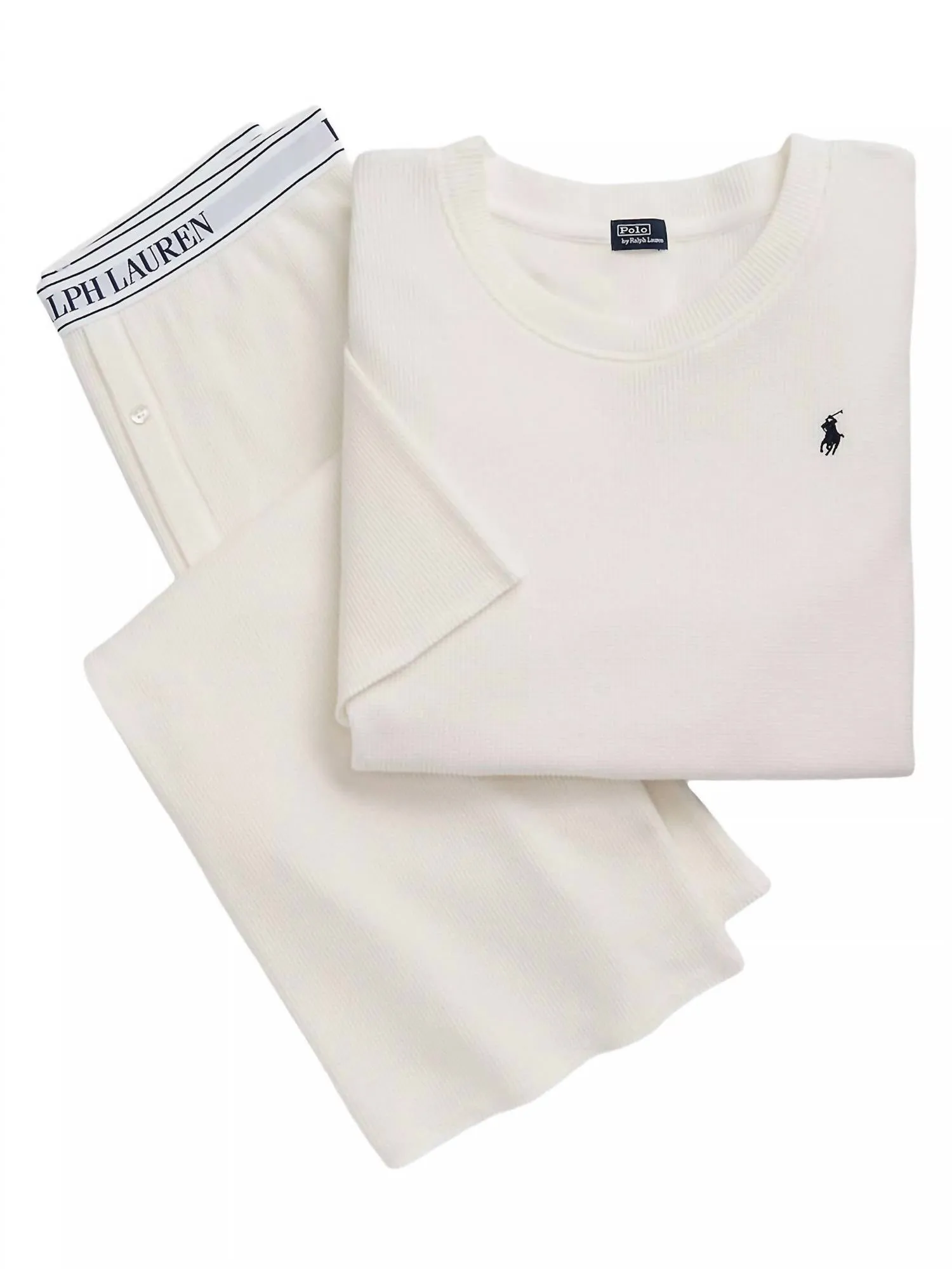 Waffle Knit Pajama Set In Ecru