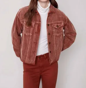 Washed-Out Corduroy Raw Edge Jacket In Cinnamon