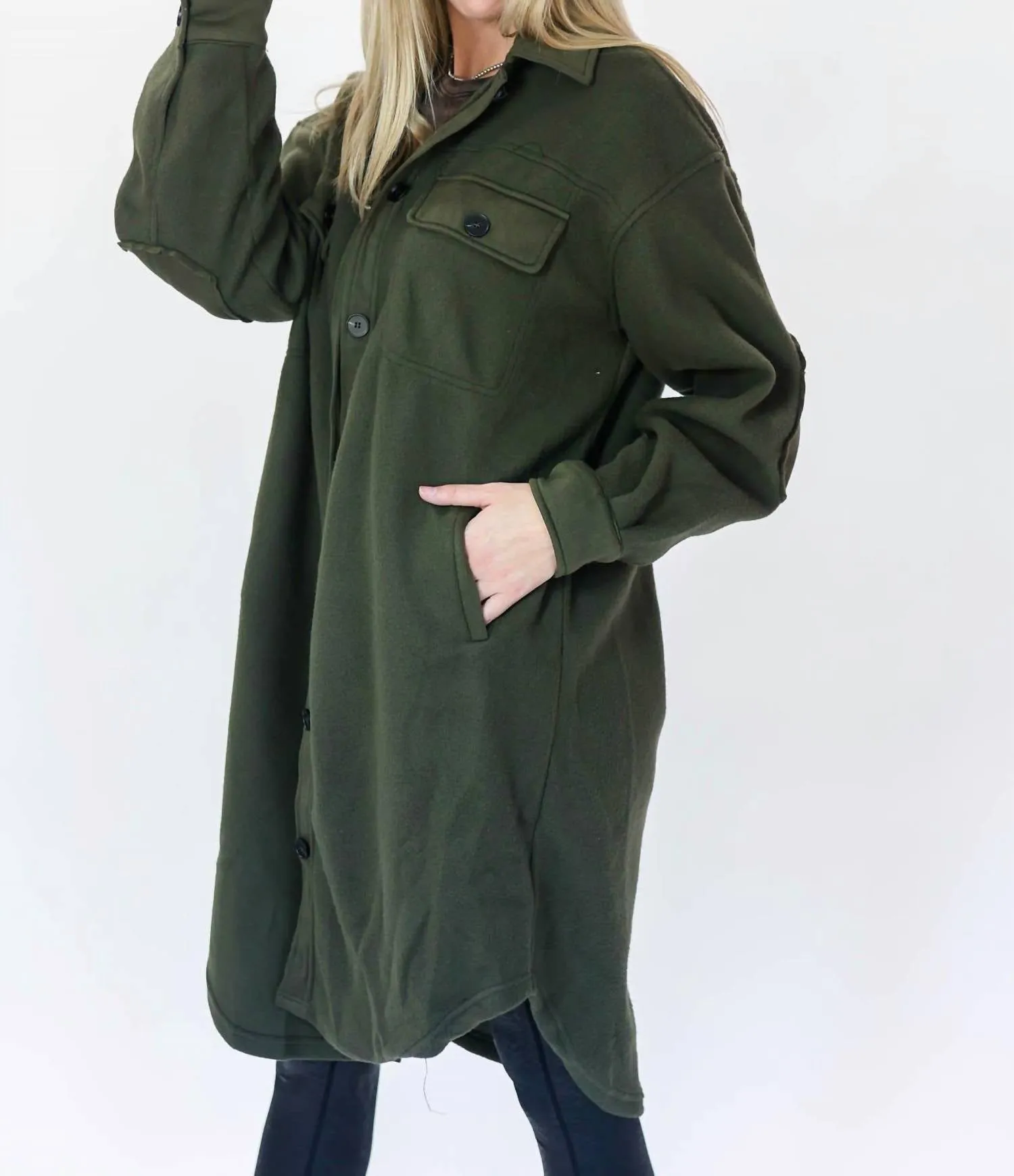 Weekend Away Shacket In Olive