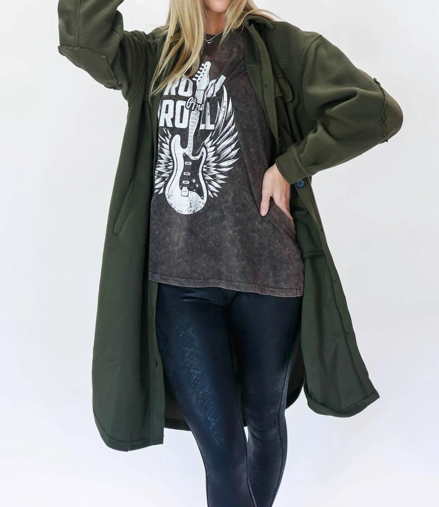 Weekend Away Shacket In Olive