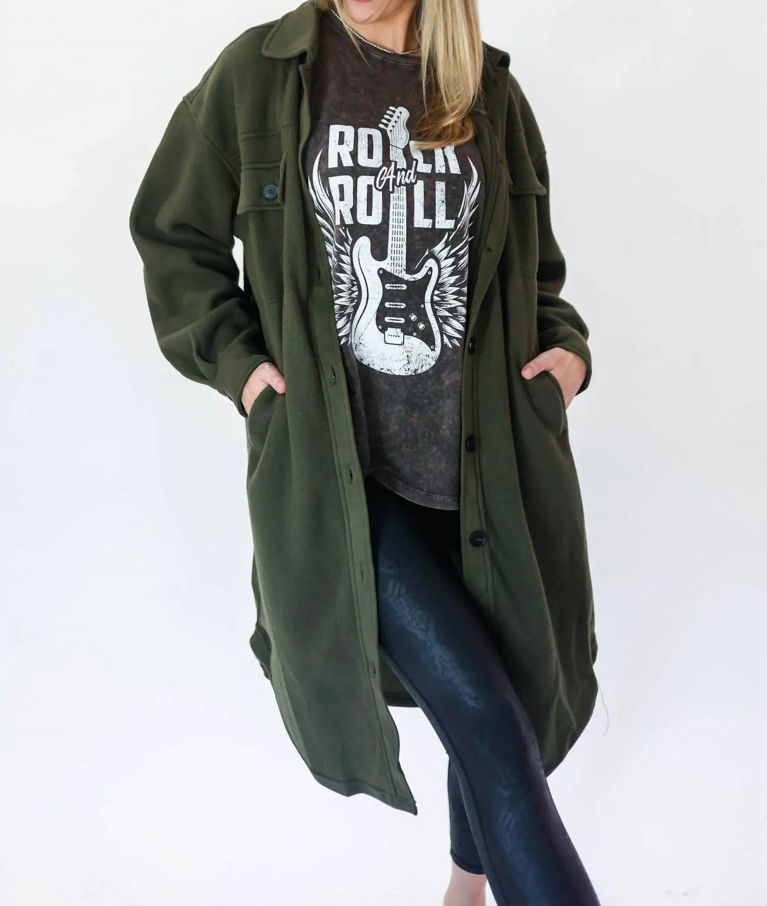 Weekend Away Shacket In Olive