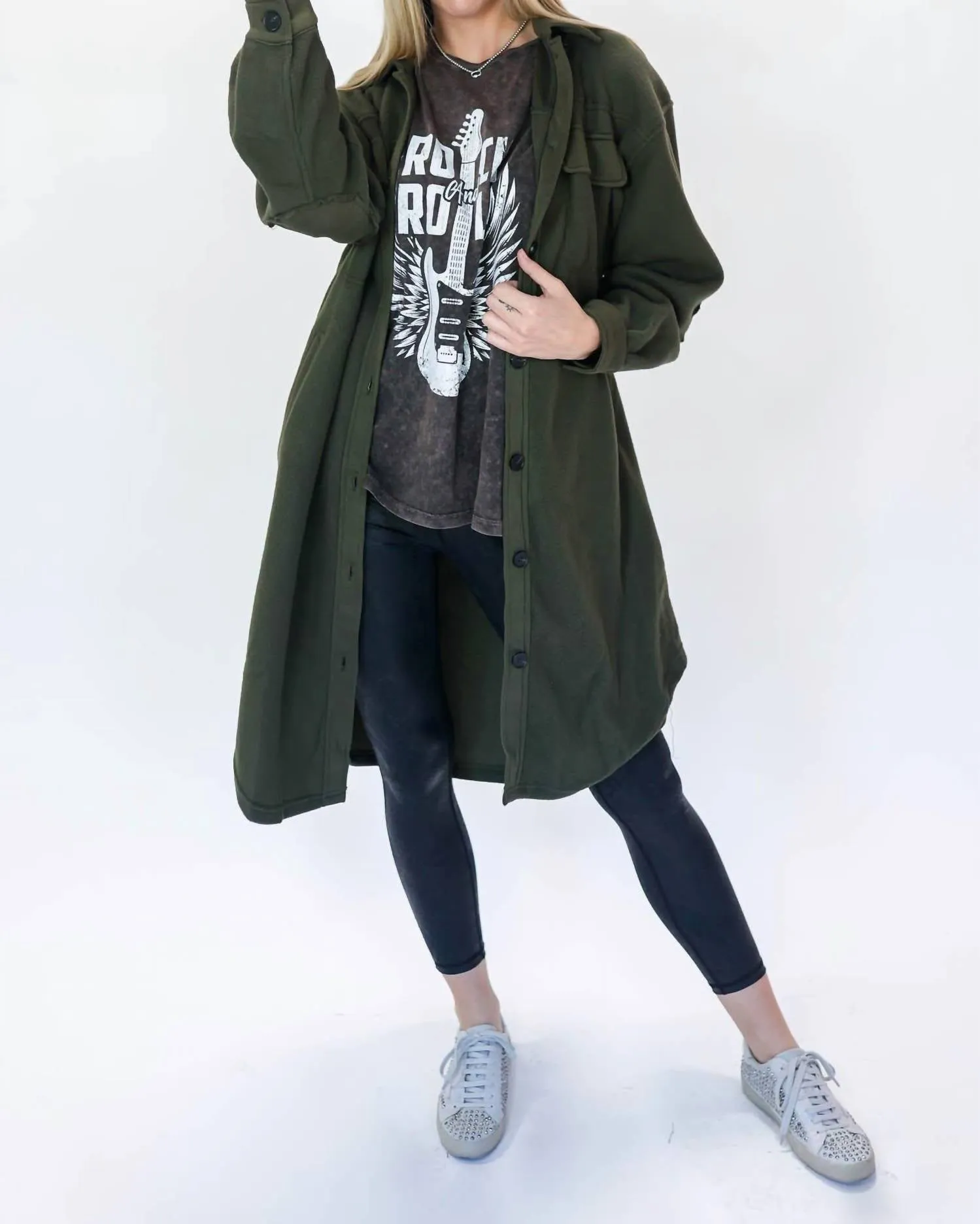Weekend Away Shacket In Olive