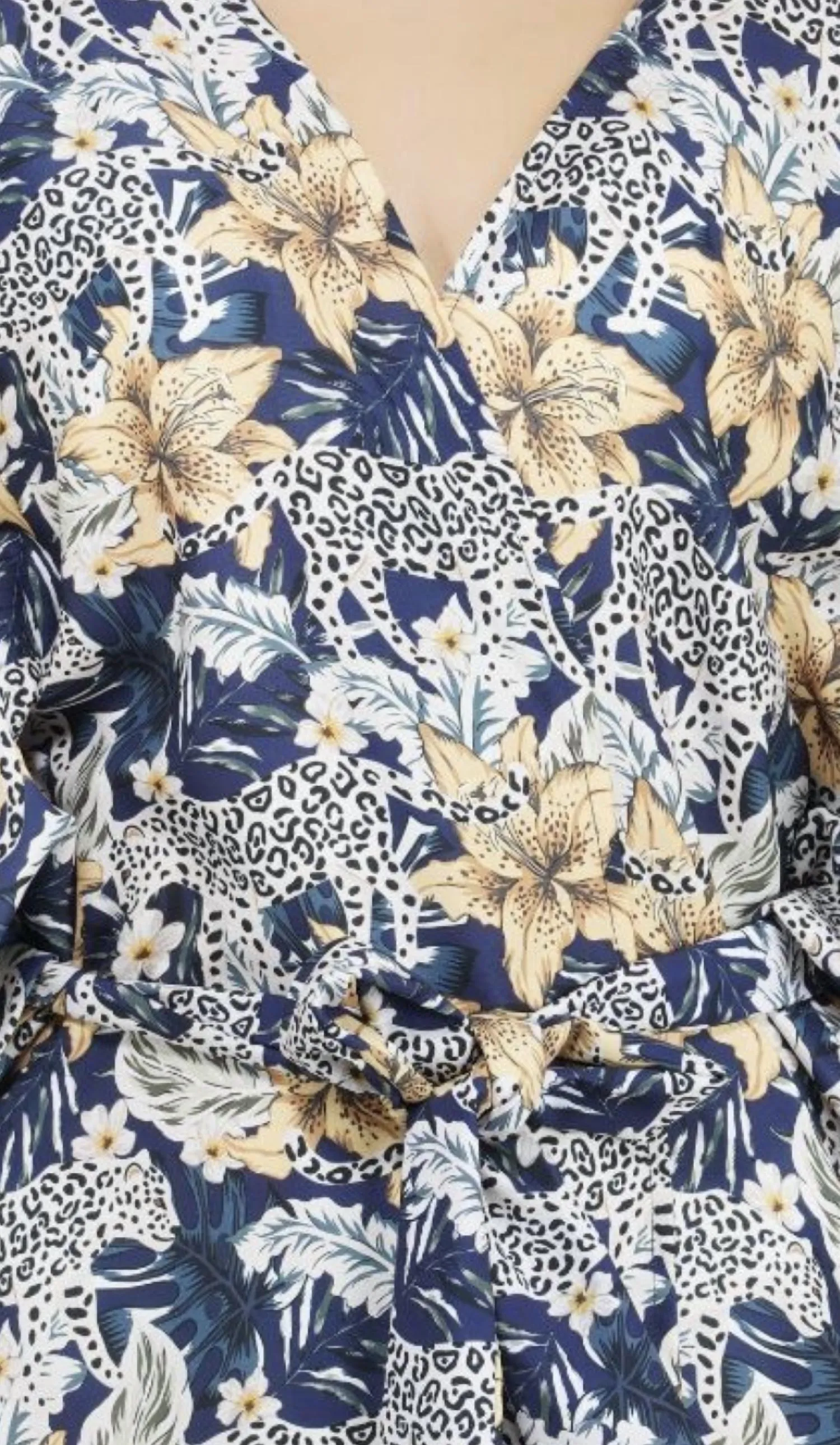 Wild Flowers Kimono In Navy Multi