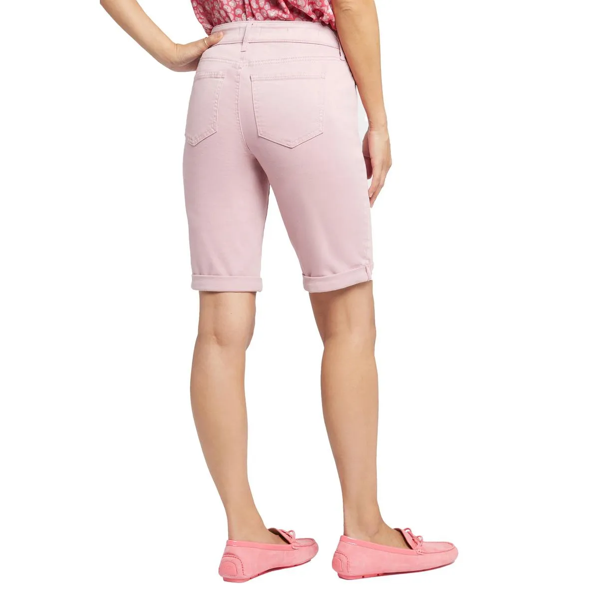 Womens Cuffed Cotton Denim Shorts
