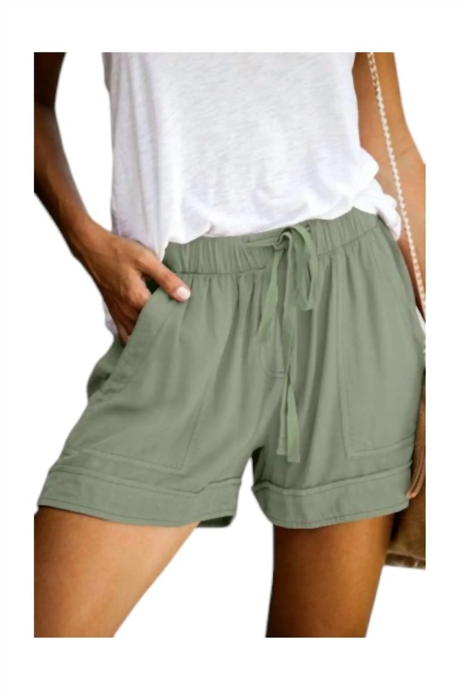 Women's Drawstring Shorts In Olive Green