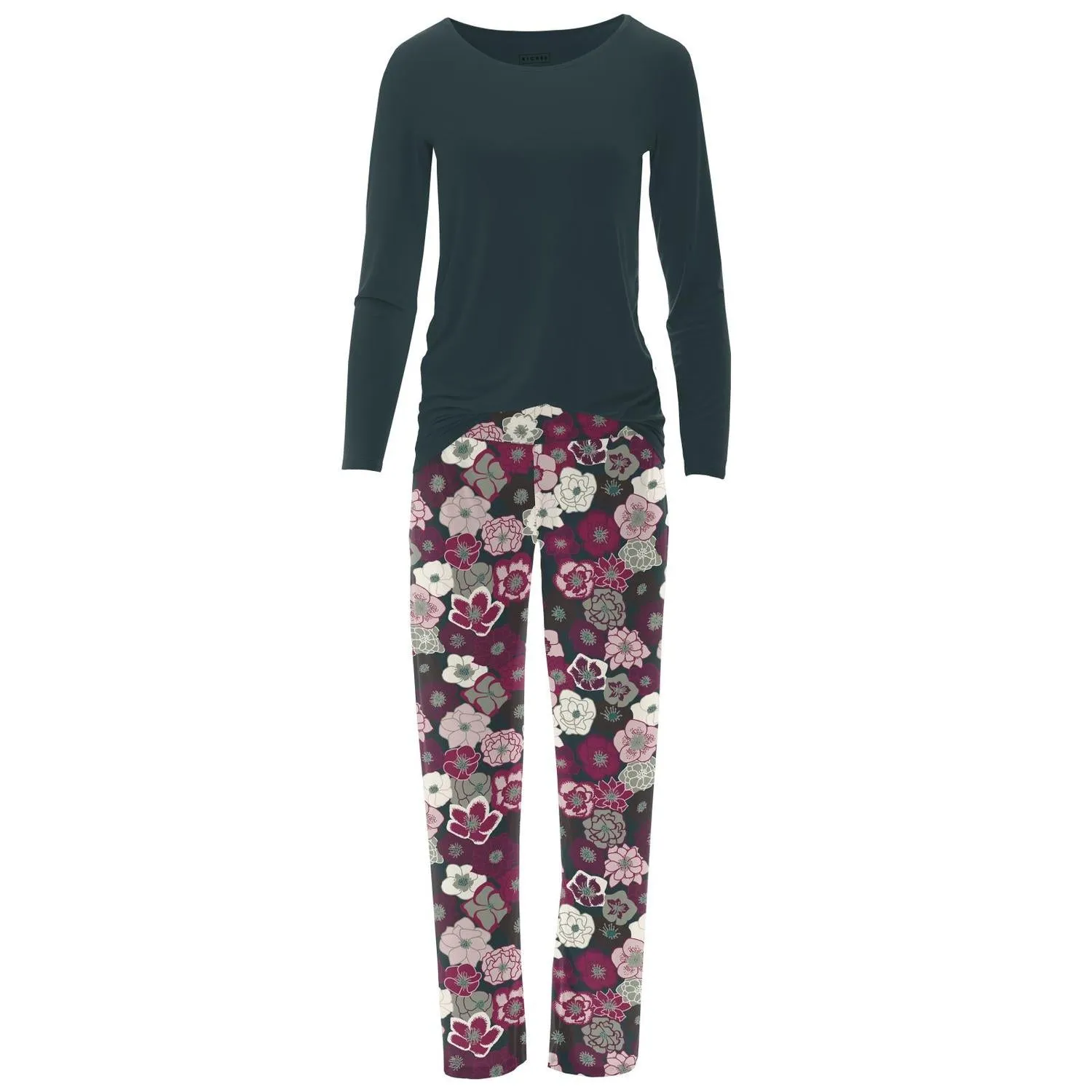 Women's Long Sleeve Tee & Pajama Pants Set In Hellebores