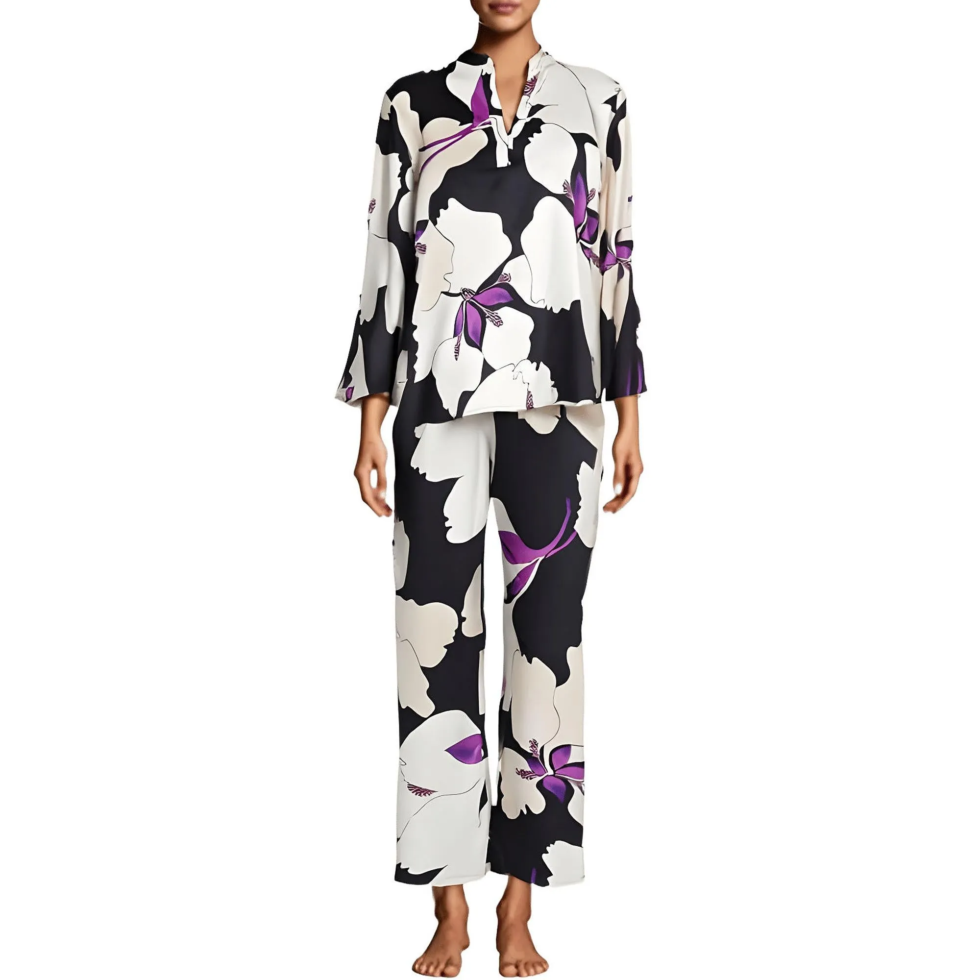 Womens Printed Polyester Pant Set